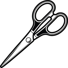 Scissors silhouette vector, cutting tool icon, craft equipment symbol, black outline graphic, minimal stationery design







