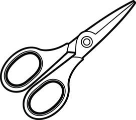 Scissors silhouette vector, cutting tool icon, craft equipment symbol, black outline graphic, minimal stationery design







