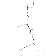 Black Crack and Broken Line on White Background