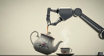 Robotic arm pouring tea automation technology robot innovation future ai artificial intelligence