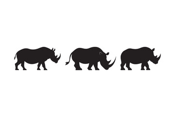 Rhino Silhouette Vector Bundle Wild Animal Safari Clipart Icons