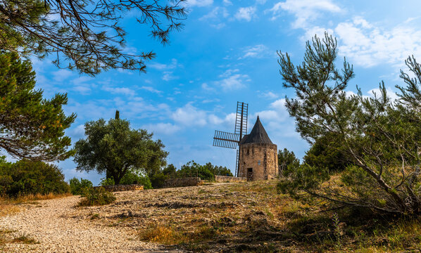 Famous Daudet mill in Fontvieille, in the Bouches du Rh&ocirc;ne, in Provence, France