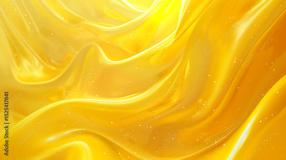 Leinwandbilder A flowing golden abstract background with smooth, shiny waves and a vibrant gradient of yellow and gold creating a luxurious and elegant texture