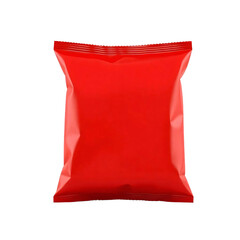 Empty red snack packaging mockup isolated on transparent background