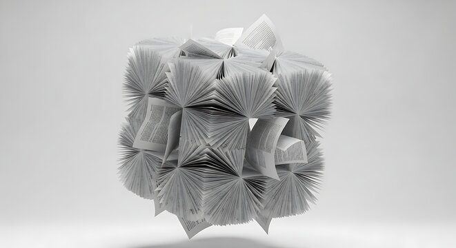 Abstract books pages design book art literature study knowledge education reading open pages cube white