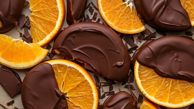 Chocolate covered orange slices dessert food sweet treat citrus snack gourmet confectionery delicious delight