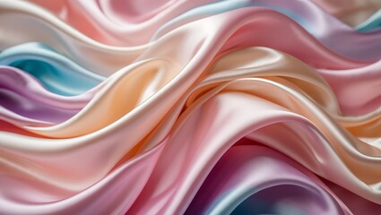Obraz premium Pastel silk waves background texture smooth fabric soft folds elegant drape abstract satin textile backdrop