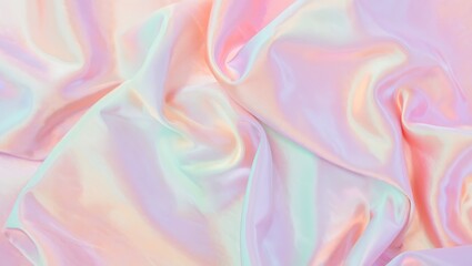 Obraz premium Iridescent satin fabric texture background with pastel colors and smooth folds for digital art design