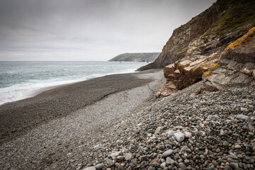 hiking on scenic atlantic shore in northern spain