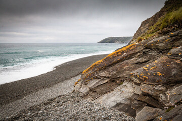 hiking on scenic atlantic shore in northern spain