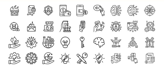 Fintech icons set digital finance technology symbols