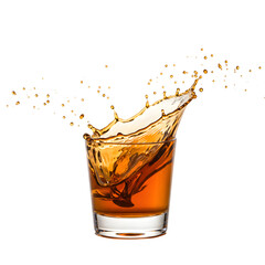 Elegant bourbon splash isolated on white or transparent background. PNG