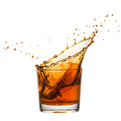 Elegant bourbon splash isolated on white or transparent background. PNG