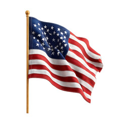 Waving flag design, vibrant colors, symbolizes patriotism and unity, perfect for national celebrations and events. Isolated on white background or PNG