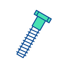 Bolt or screw icon. Construction tool. Color vector instrument illustration
