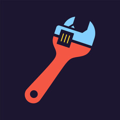 Adjustable wrench icon. Construction tool. Color vector illustration