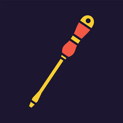 Blade head screwdriver icon. Construction tool. Color vector instrument illustration