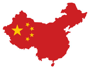 Flag of China, China country silhouette