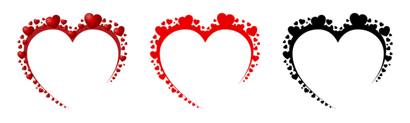 Beautiful hearts, 3D red and black heart - vector