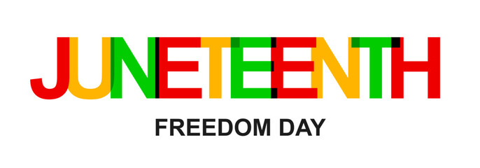 Juneteenth Freedom Day banner with colored letters