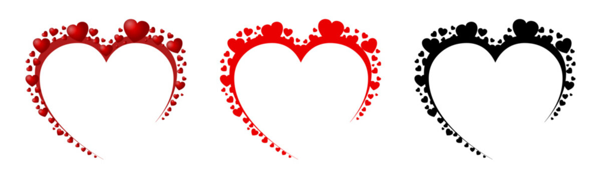 Fototapeta Beautiful hearts, 3D red and black heart - vector