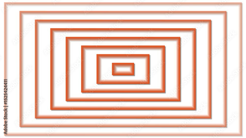 Poster animated orange and white rectangular geometric shapes forming a tunnel or perspective illusion on a