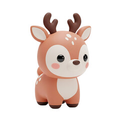 cute cartoon deer figurine with big eyes and soft colors