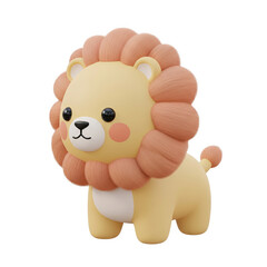 cute 3d cartoon lion character with fluffy mane and round face