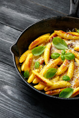 Schupfnudeln, German potato noodles, dumplings in a skillet