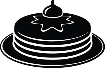  classic pancake breakfast with maple syrup silhouette vector