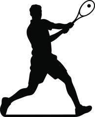 Dynamic Silhouette of a Tennis Player in Action A Powerful Sports Illustration