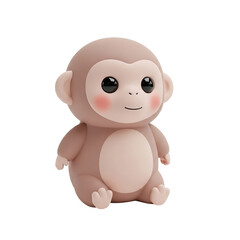 cute 3d cartoon monkey character with big eyes and pink cheeks