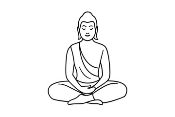 Continuous line drawing of gandhi in meditation