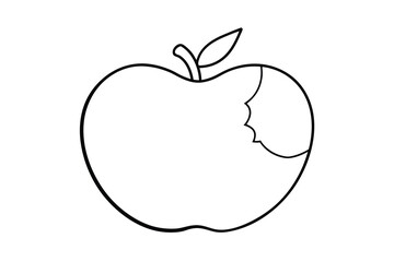 Continuous line drawing of golden apple with bite