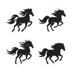 Running Stallion With Flowing Mane Silhouette