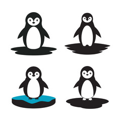 Penguin Standing On Iceberg Edge Silhouette