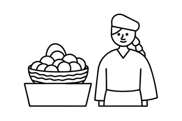 Continuous line drawing of market vendor
