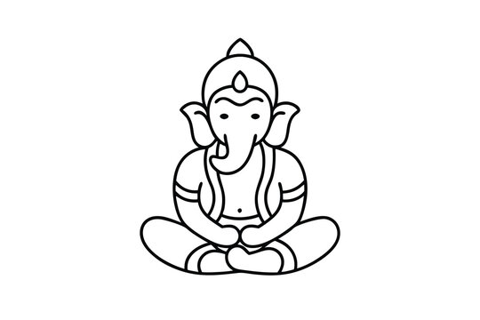 Continuous line drawing of lord ganesha