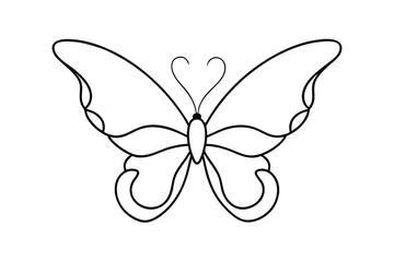 Fototapeta premium Continuous line drawing of silver butterfly