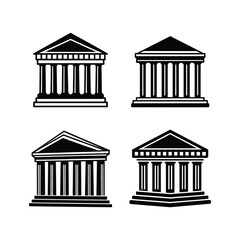 Obraz premium Set of Ancient Greek Roman building vector art illustration