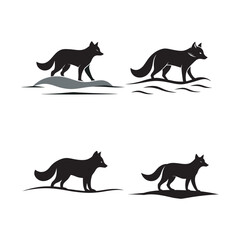 Arctic Fox Walking On Frozen Ground Silhouette