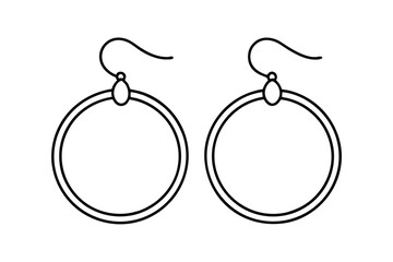 Continuous line drawing of silver hoop earrings