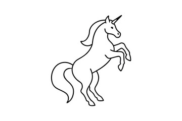 Continuous line drawing of silver unicorn