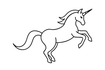 Continuous line drawing of silver unicorn
