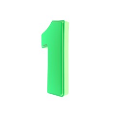 Number one in light green design with shadow, isolated.