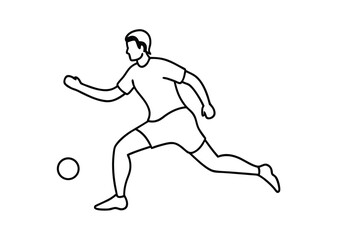Continuous line drawing of soccer player