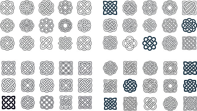 a grid filled with various Celtic knot patterns. The collection includes intricate circular and square interwoven designs.