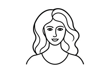 Continuous line drawing of woman with hair mask