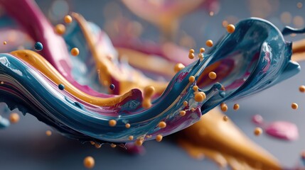 A bold combination of blue and pink paint blended together on a surface creating a striking color contrast