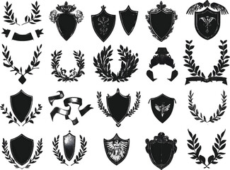 Fototapeta premium Vector illustration of deferent batch and shield set